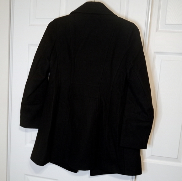Anne Klein Wool Blend Double Breasted Pea Coat Black Warm Winter Jacket Sz M - Picture 9 of 11